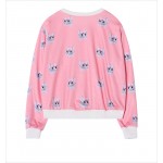 Pink Bow Cats Cartoon Harajuku Funky Long Sleeve Sweatshirts Tops